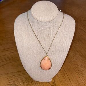 Gold Necklace with Pink Crystal
